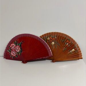 Set of Two Handpainted Hand Fans